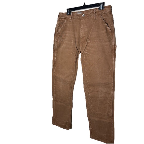 AE77 American Eagle Loose Carpenter Pants 34x31 Brown Double Knee Canvas Work - Picture 3 of 8
